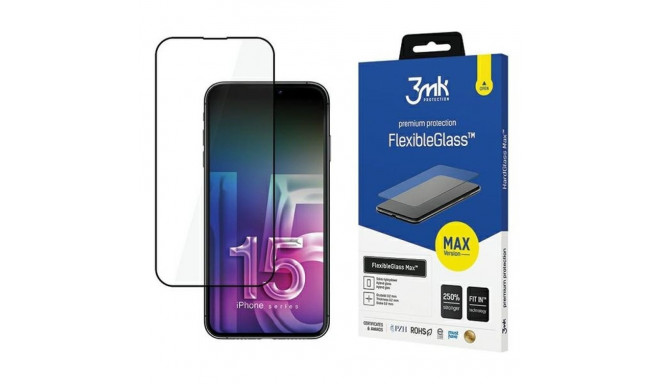 3MK FlexibleGlass Max iPhone 15 Pro 6.1" must, tugevdatud servadega hübriidklaas