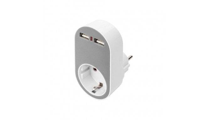 Digitus universaalne USB pistiklaadija 2 x USB-A pesaga ja integreeritud pistikupesaga | DA-70617