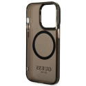 Guess GUHMP14LHTCMK iPhone 14 Pro 6.1" must kõvakorpus kuldse kontuuriga läbipaistev MagSafe