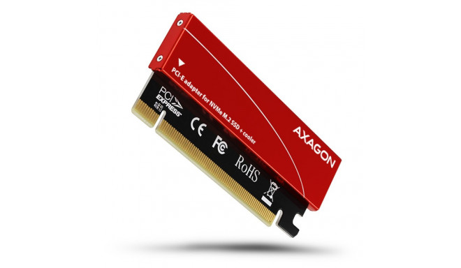 AXAGON PCEM2-S PCI-E 3.0 16x - M.2 SSD NVMe kuni 80mm SSD madal profiil jahuti