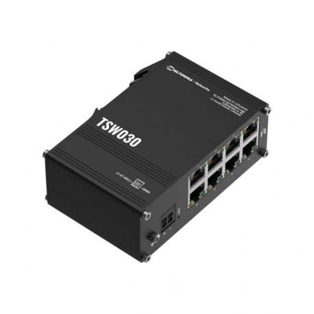 Teltonika võrgulüliti TSW030 halduseta DIN-kinnitusega 8×10/100Mbps RJ-45 pordiga tööstusliku 2-kont