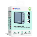 Verbatim GaN 140W seinalaadija 3xUSB-C/USB-A + EL/UK/US adapter GNC-140 32203
