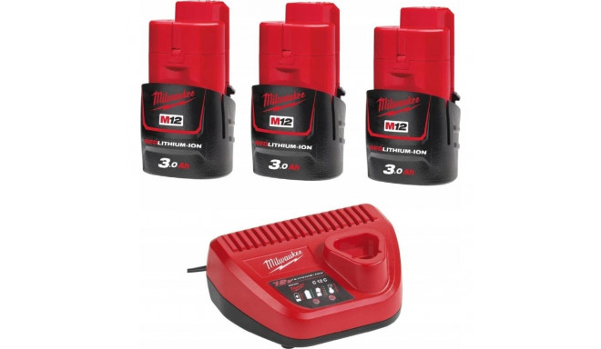 Set M12 NRG-303 (charger + 3 pcs., battery M12 B3) Milwaukee