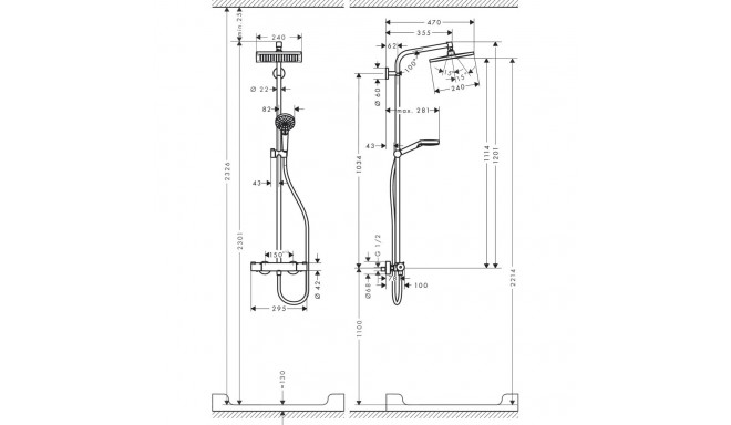 Thermostatic shower set HG Crometta E 27281000