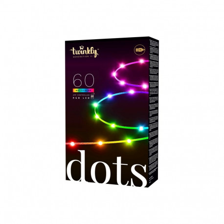 Twinkly|Dots Smart LED Lights 60 RGB (Multicolor), USB Powered, 3m, Transparent|RGB – 16M+ colors