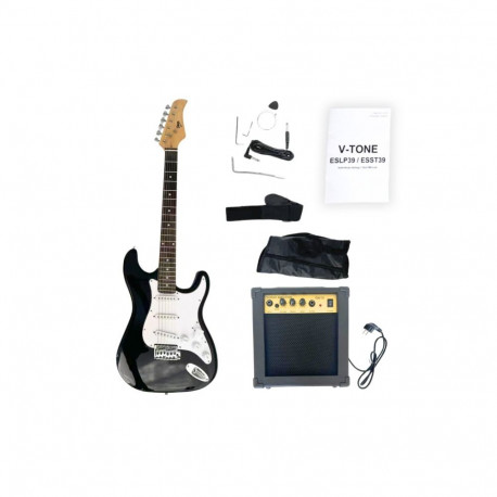 V-TONE elektrikitarr ESST39 4/4 Stratocaster, must