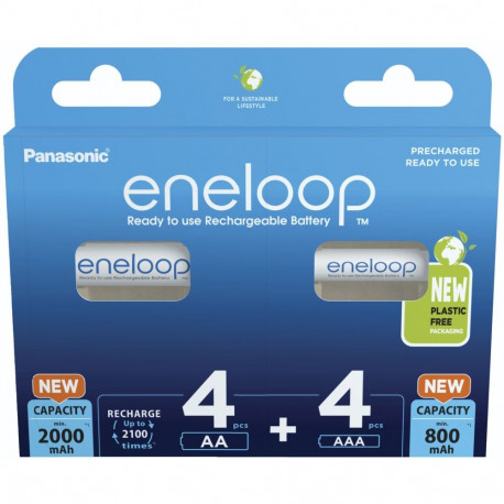 laetavad akud PANASONIC ENELOOP 4x AA 2000 mAh + 4x AAA 800 mAh 8 tk (BK-3MCDE+4MCDE/8CP)