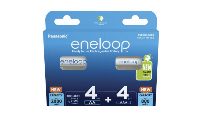 Rechargeable batteries PANASONIC ENELOOP 4x AA 2000 mAh + 4x AAA 800 mAh 8 szt (BK-3MCDE+4MCDE/8CP)