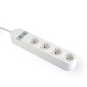 Gembird TSL-PS-S4U-01-W nutikas pikendusjuhe 4 AC pistikupesa tüüp E 1,5 m 3880 W valge