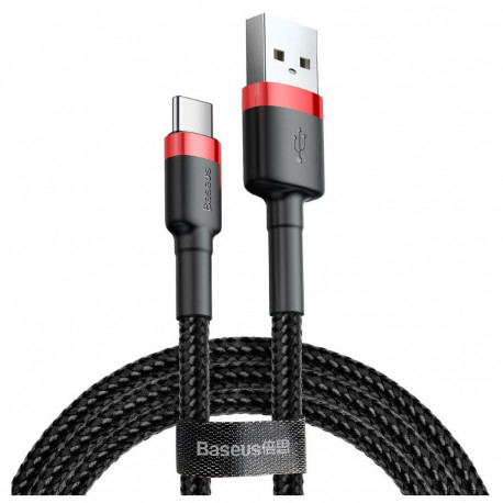 Baseus USB-kaabel Cafule 2m USB A USB C, must, punane