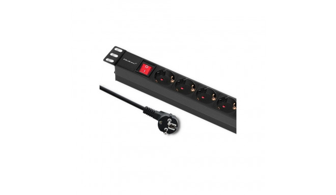 Qoltec toitejaotur 1U RACK kappi 8 Schuko pistikupesa (2m) must