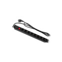 Qoltec toitejaotur 1U RACK kappi 8 Schuko pistikupesa (2m) must