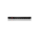 Qoltec toitejaotur 1U RACK kappi 8 Schuko pistikupesa (2m) must