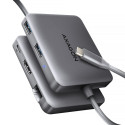 Axagon N HMC-5HL USB 5Gbps jaotur 2x USB-A HDMI 4k/60Hz RJ-45 GLAN PD 100W kaabel USB-C juhtmega USB