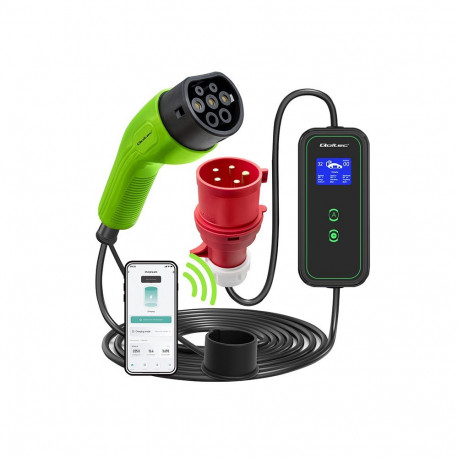 Qoltec Mobile EV Car Charger Adjustable 2in1 Type2 | 7kW | 230V | CEE 3 PIN | Wi-fi| LCD | Portable 