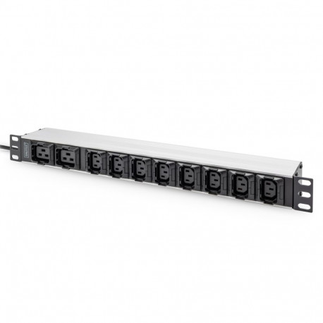 Digitus Socket strip with aluminum profile, 10-way, 2 m supply cable, IEC C20 plug
