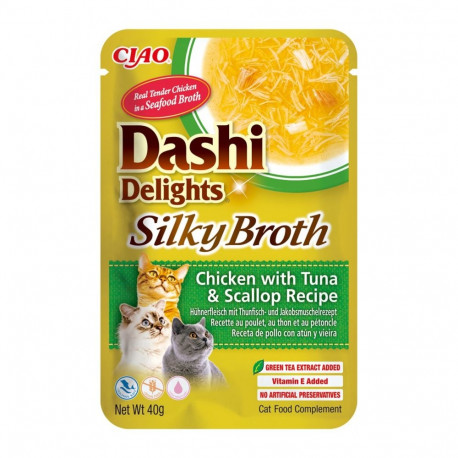 INABA CAT Dashi Delights siidine puljong kana tuunikala ja kammkarbiga kassimaius 40g