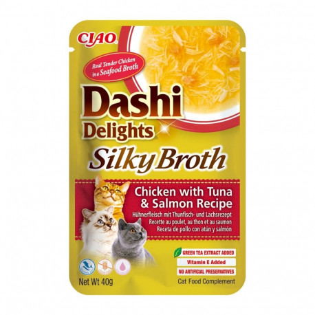 INABA CAT Dashi Delights siidine puljong kana tuunikala ja lõhega kassimaius 40g