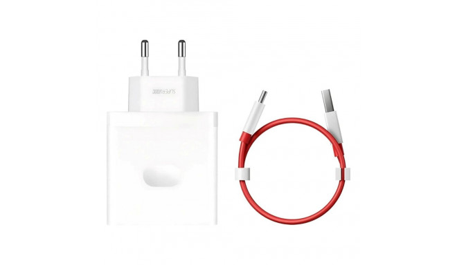 OnePlus SUPERVOOC USB-A laadija + USB-A / USB-C kaabel 100W valge