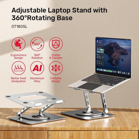 Unitek OT180SL01 360° adjustable laptop stand 10-16"