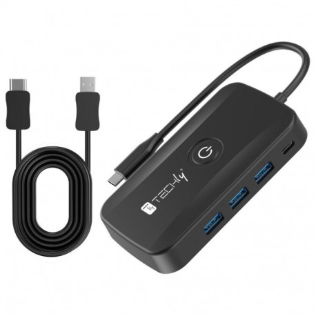 Techly IDATA USBC-HUB5WL AV extender AV transmitter & receiver Black