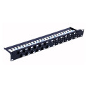 Techly UTP Patch Panel 24 Places RJ45 Cat.6A Inclined Output 1U Black