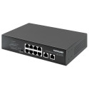 Intellinet 8-Port Gigabit Ethernet PoE+ Switch with 2 RJ45 Gigabit Uplink Ports, IEEE 802.3at/af Pow