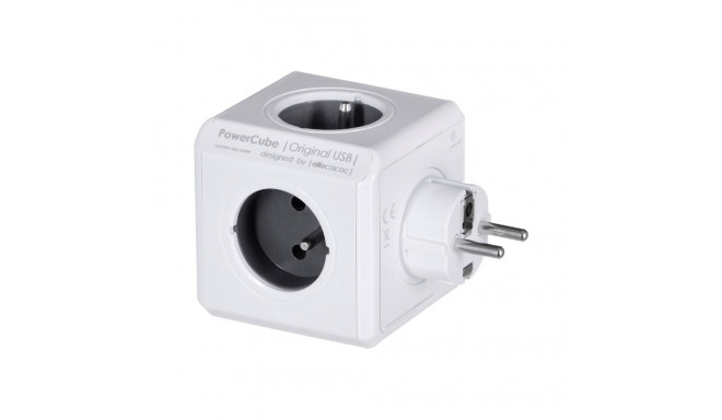 Allocacoc harupistik PowerCube Original 4 pesa 2xUSB, valge/hall