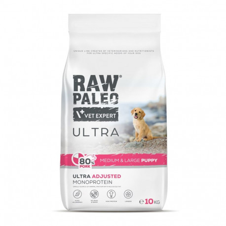 Vetexpert koera kuivtoit Raw Paleo Ultra sealiha keskmist ja suurt kasvu kutsikatele 10kg