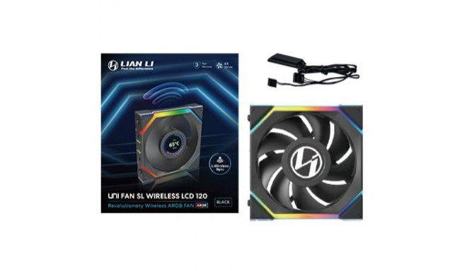 Lian Li UNI FAN SL juhtmevaba LCD ventilaator, ARGB, PWM - 120 mm, must