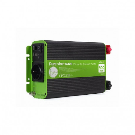 EnerGenie EG-PWC-PS500-01 toiteadapter/inverter auto 500 W must, roheline