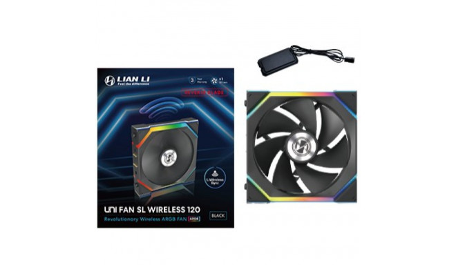 Lian Li UNI FAN SL Juhtmevaba ARGB PWM Ventilaator - Pöördtera, 120 mm, must