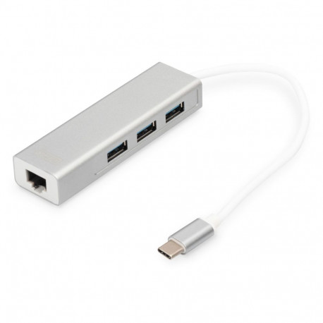 Digitus USB Type-CTM 3-pordiline jaotur + Gigabit Ethernet