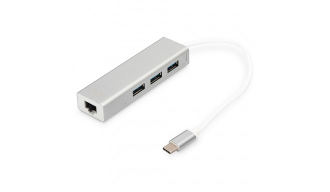 Digitus USB Type-CTM 3-pordiline jaotur + Gigabit Ethernet