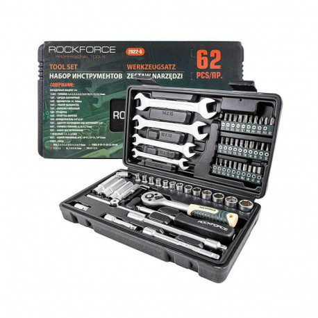 ROCKFORCE WRENCH SET 1/4" 62pcs.