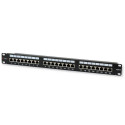 1U STP 24x RJ45 Cat6 must kaablijagaja koos kandikuga