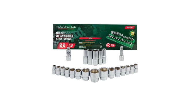 "ROCKFORCE lühikesed 6-punktilised padrunid, 22 tk, 1/2\" 10-32 mm /sisestus/riiul"