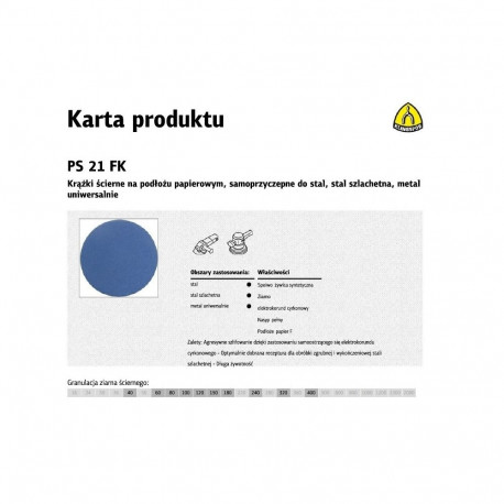 KLINGSPOR Sanding disc self-adhesive 125mm PS21FK grit 40