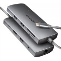 AXAGON HMC-8HLSA USB-C 3.2 Gen 1 Multiport Hub, 3x USB-A + 4K/60Hz HDMI + SD/microSD, Gigabit LAN, A