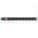 Digitus aluminum outlet strip with switch, 7 safety outlets, 2 m supply with surge protection