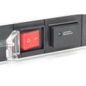 Digitus aluminum outlet strip with switch, 7 safety outlets, 2 m supply with surge protection