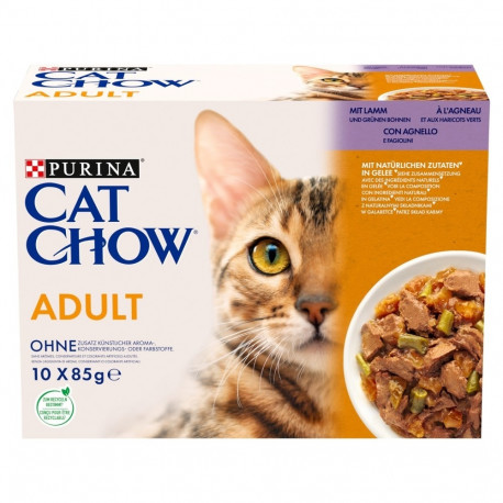 PURINA Cat Chow lambaliha, roheliste ubadega märg kassitoit 10x85 g