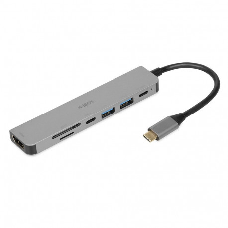 iBox IUH3SL4K liidesehub USB Type-C 5000 Mbit/s hõbedane
