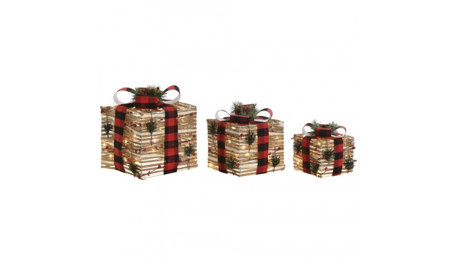 Jõuluehe DKD Home Decor Punane Naturaalne 25 x 25 x 25 cm (3 Tükid, osad)