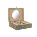 Ehteaegas Home ESPRIT Valge Šampanja Puit Alumiinium 22,5 x 17,5 x 7,6 cm