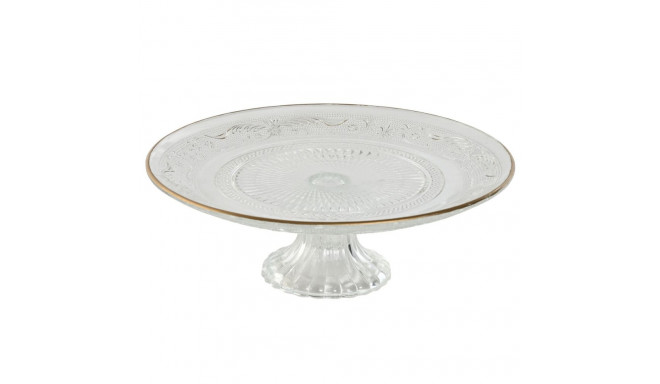 Lame taldrik Home ESPRIT Läbipaistev Kuldne Kristall 23 x 23 x 8 cm