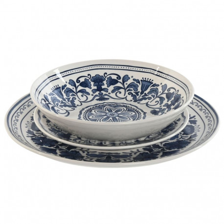 Tableware Home ESPRIT Blue White Porcelain Arab 27 x 27 x 2 cm 18 Pieces