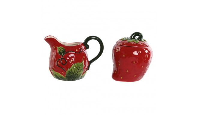 Piena un cukura trauks Home ESPRIT Sarkans Keramika 15 x 10 x 11 cm 2 Daudzums
