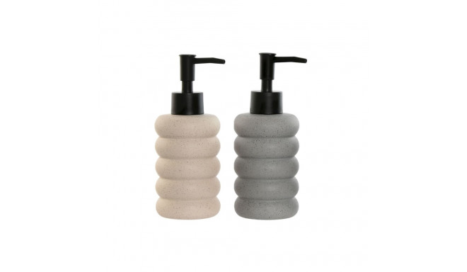 Soap Dispenser Home ESPRIT Black Grey Cream ABS Dolomite 7 x 7 x 17,5 cm (2 Units)