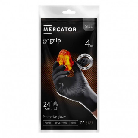 Rękawice nitrylowe czarne mercator gogrip black 4 szt. rozmiar s